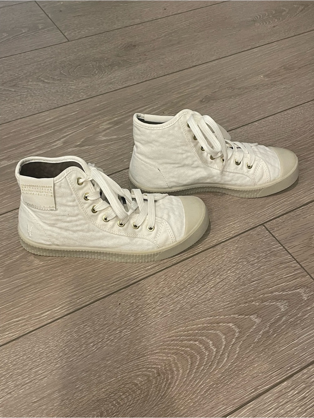 AllSaints Off-White Canvas High-Top Sneakers - Picture 5 of 5